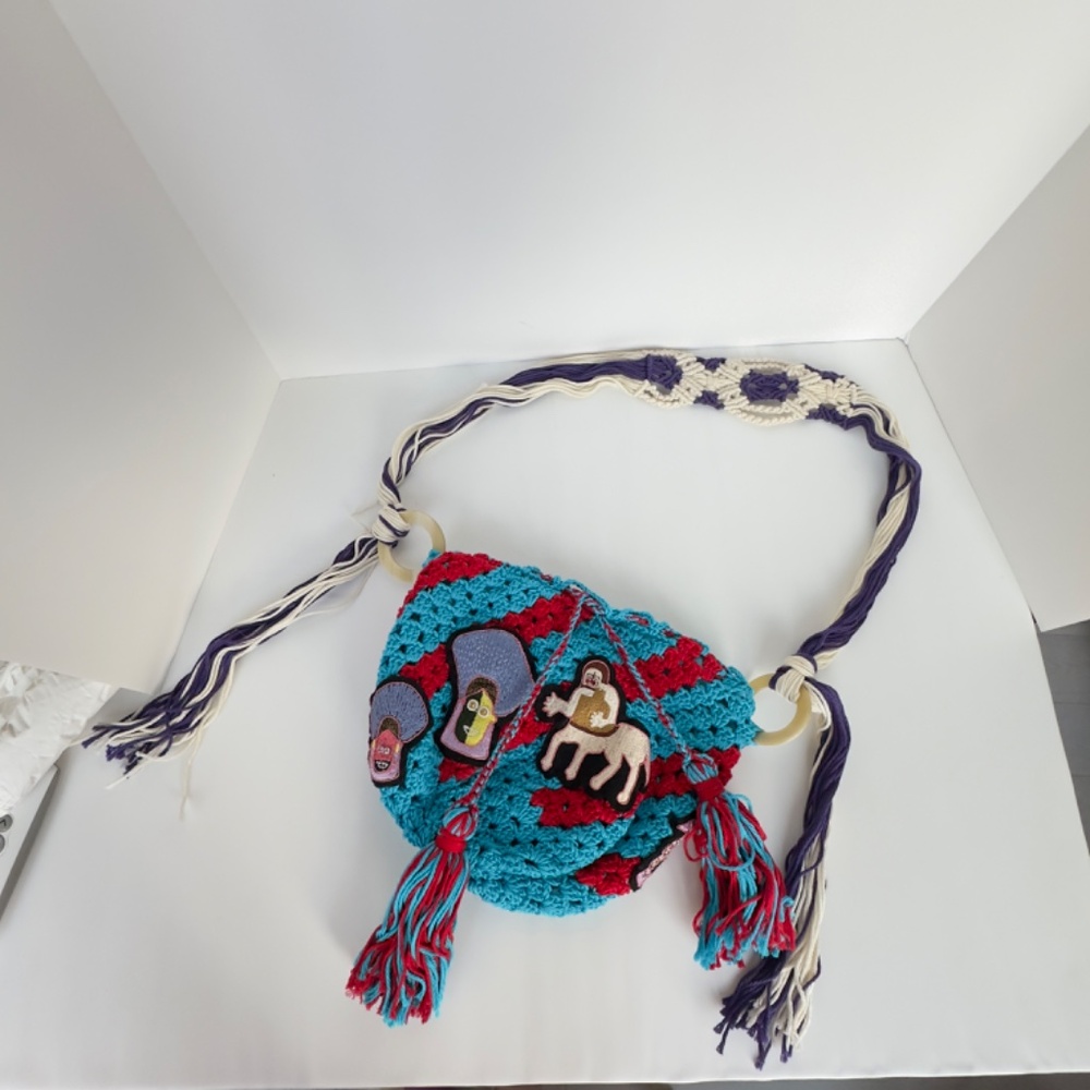 PETER PILOTTO, Blue and Red Crochet Mini Bag, NWOT